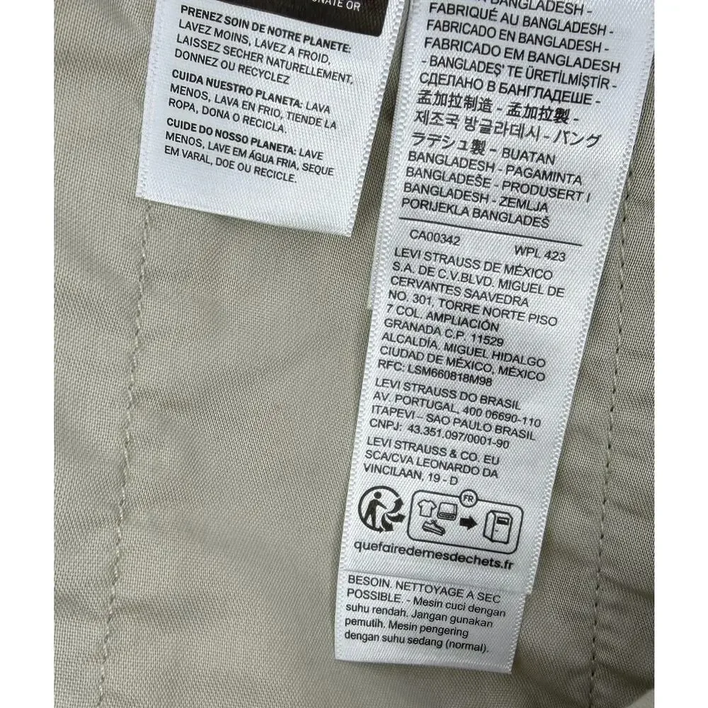 Levi's XX Chino Standard Tech Pants Mens 34x32 Grey Tapered High Stretch NWT